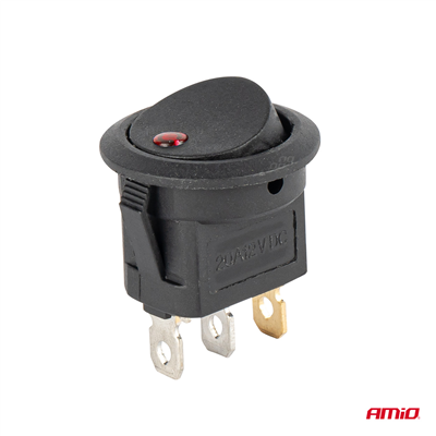 Kolébkový kulatý spínač s červeným podsvícením AMIO-03961