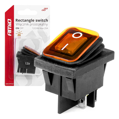 Obdélníkový přepínač kolébkový se žlutým světlem