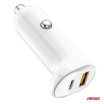 Nabíječka do auta USB-A+ USB-C 20W 12/24V AMiO-03875
