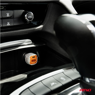 Nabíječka do auta USB-A + USB-C 38W 12/24V AMiO-03883