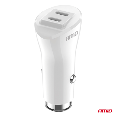 Nabíječka do auta 2xUSB-C 40W 12/24V AMiO-03884