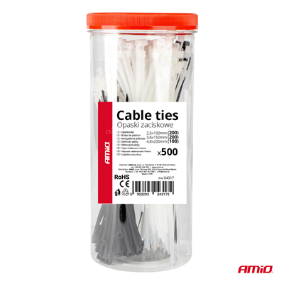 Plastové stahovací pásky, vícebarevné AMiO-04317