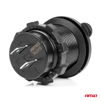 Vodotěsná nabíječka s modrým LED indikátorem 4.2A 2xUSB 12/24V AMiO-04217