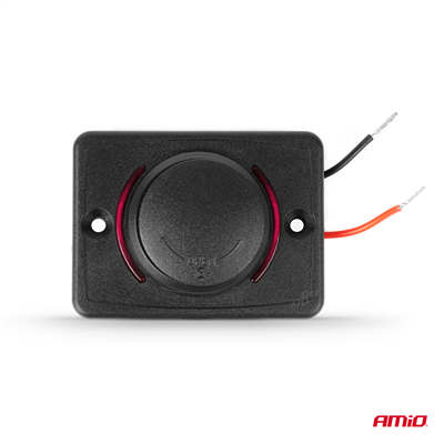 Vodotěsná nabíječka na telefon čtvercového tvaru s ČERVENÝM LED podsvícením 2xUSB C 12/24V AMiO-04232