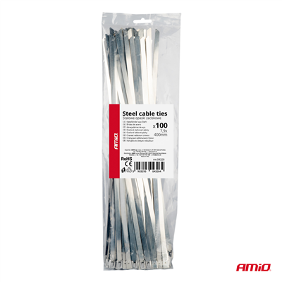 Nerezové stahovací pásky 7,9x400mm 100 ks AMiO-04326