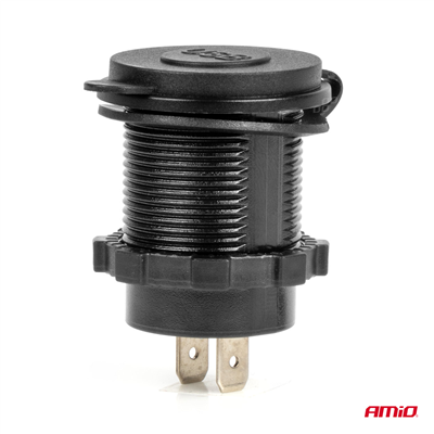 Vodotěsná nabíječka s MODRÝM LED podsvícením 2xUSB QC3.0 12/24V AMiO-04218