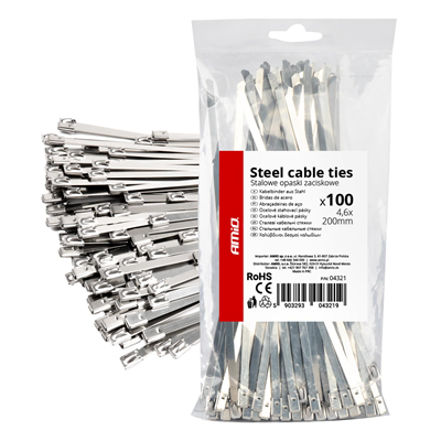 Nerezové stahovací pásky 4,6x200mm 100 ks AMiO-04321