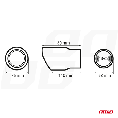 Koncovka výfuku z nerezové oceli modrá AMIO-04072