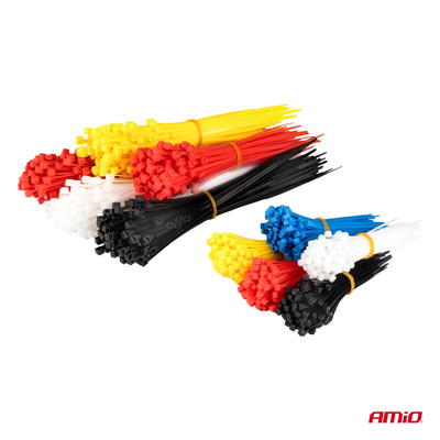 Plastové stahovací pásky vícebarevné, 1000ks AMiO-04318