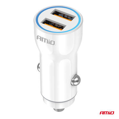 Nabíječka do auta 2xUSB-A 12/24V AMiO-03879