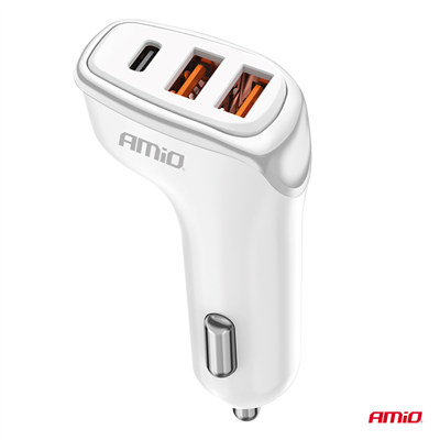 Nabíječka do auta 2x USB-A + USB-C 38W AMiO-03886
