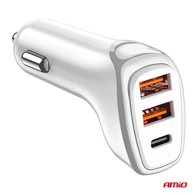 Nabíječka do auta 2x USB-A + USB-C 38W AMiO-03886