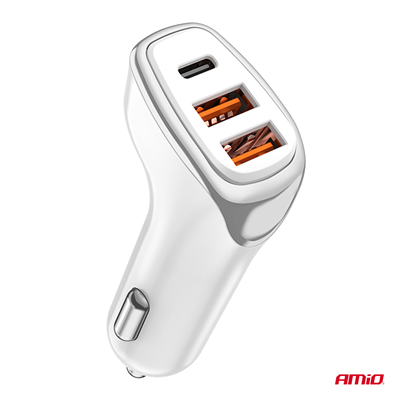 Nabíječka do auta 2x USB-A + USB-C 38W AMiO-03886