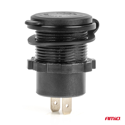 Vodotěsná nabíječka s ČERVENÍM LED podsvícením 2xUSB C 12/24V AMiO-04223