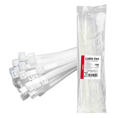 Bílé kabelové pásky 4,8 x 350 mm 100 ks. AMIO-04312