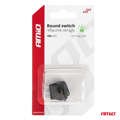 Kolébkový kulatý spínač se zeleným podsvícením AMIO-03964