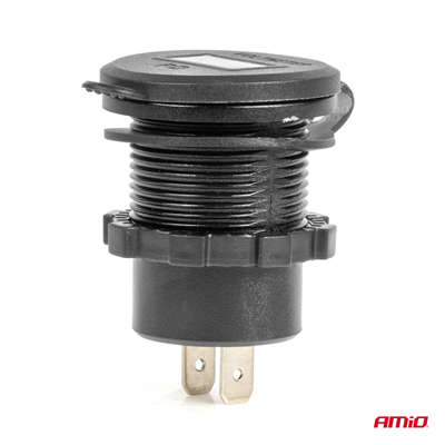 Vodotěsná nabíječka telefonu s vypínačem ČERVENÝ LED indikátor Digitální voltometr 2xUSB C 12/24V AMIO-04226