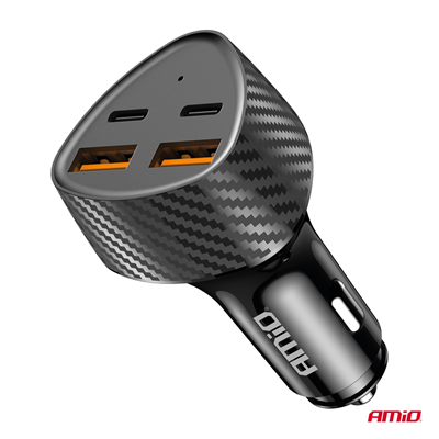 Nabíječka do auta 50W 2xUSB-A + 2xUSB-C AMiO-04284