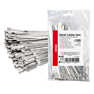 Nerezové sťahovací pásky 4,6x150mm 100 ks AMiO-04320