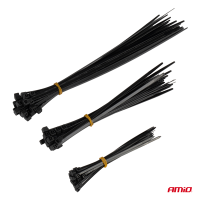 Plastové stahovací pásky, sada 60 ks AMiO-04315