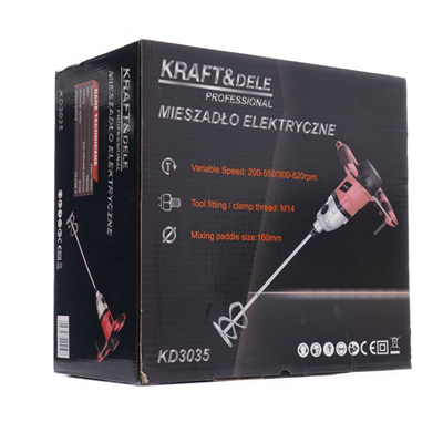 Kraft&Dele KD3035, Míchadlo stavebních směsí | 2800 W | 160 mm