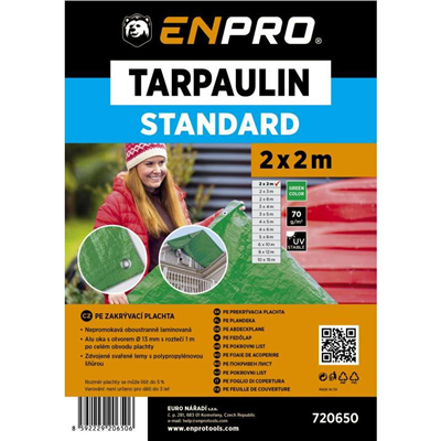 Plachta zakrývací STANDARD, 2 x 2 m, 70 g/m2, zelená