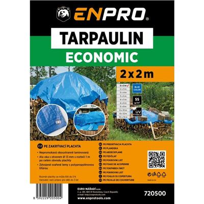 Plachta zakrývací EKONOMIK, 2 x 2 m, 55 g/m2, modrá