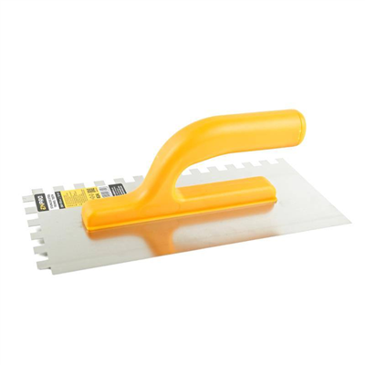 Hladítko nerez, zub 10 x10 mm, 280 x 130 mm, plastová rukojeť