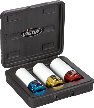 Vigor V2522, Sada nástrčných hlavic  pro rázové utahováky | 1/2