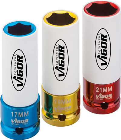 Vigor V2522, Sada nástrčných hlavic  pro rázové utahováky | 1/2
