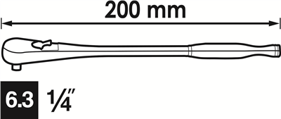 Vigor V4944, Jemnozubá přepínací ráčna | dlouhé provedení, 1/4