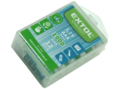 Baterie nabíjecí, 12ks, AAA (HR03), 1,2V, 1000mAh, NiMh