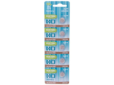 Baterie alkalické, 5ks, 1,5V (LR54, LR1130)