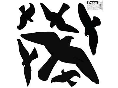 Samolepky na ochranu ptáků před nárazy do skla, sada 10 listů x 6 ks samolepek SCARE