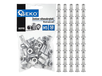 Nýtovací matice M5 (0,5–2,5) hliníkové, 50 ks