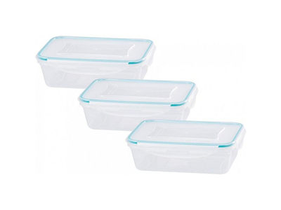 Dóza na potraviny Lunchbox 1350 ml plastová, Clip uzávěr, sada 3 ks