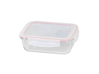 Dóza na potraviny obdélníková skleněná 1000 ml, plastové víko s Clip uzávěrem