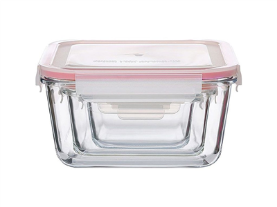 Dóza na potraviny čtvercová, borosilikátové sklo/PP, Clip, sada 3 ks