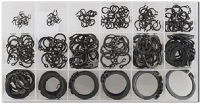 Pojistné kroužky na hřídele - vnější segrovky, průměr 3 - 32 mm, sada 300 kusů