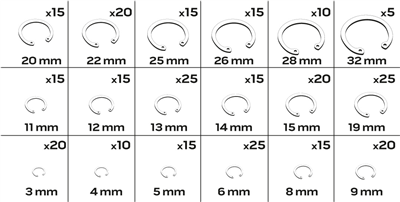 Segerové kroužky vnitřní, 3-32 mm, sada 300 ks - NEO tools 11-975