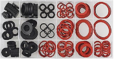 Sada podložek, těsnění - gumová, fíbrová, EVA, různé rozměry, 141 kusů