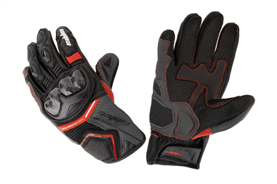 Cappa Racing Rukavice moto ASSEN kožené krátké černé/červené 3XL