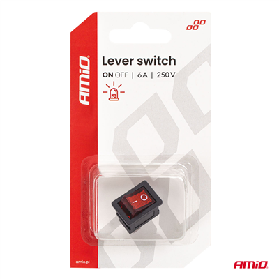 Přepínač kolébkový s červeným podsvícením 6A 250V AMiO-04439