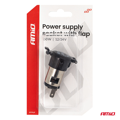 Přídavná elektrická zásuvka s klapkou 250 W 12 V 24 V AMiO-04434