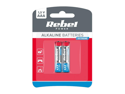 Baterie AAA (R03) alkalická REBEL EXTREME Alkaline Power 2ks / blistr BAT0090B