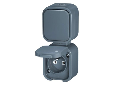 Zásuvka jednonásobná + spínač ABEX GWN-B2/P šedá