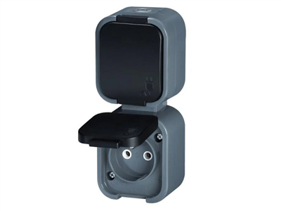 Zásuvka jednonásobná ABEX NT-6B2/P šedá-černá