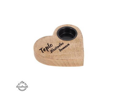 Svícen z mangového dřeva ORION Srdce,domov