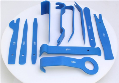 Plastové nástroje - klíny, páky a háky na montáž a demontáž čalounění, sada 11 kusů