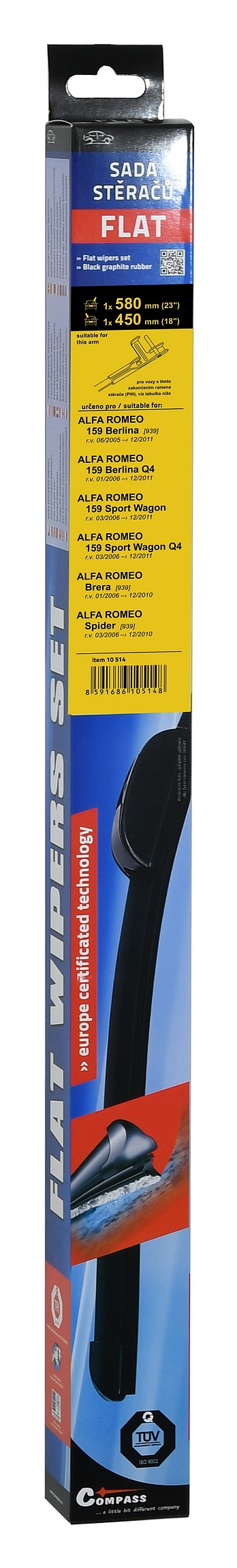 10514 Stěrače FLAT SET (PIN) 580+450mm